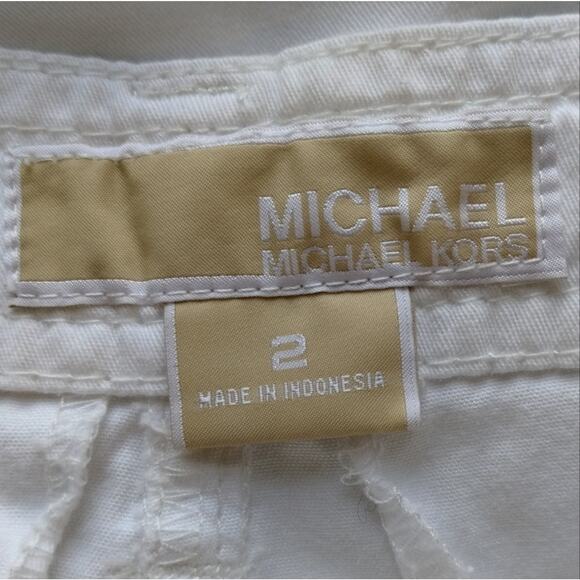 F Michael Kors Women's White Y2K Zippered Roll Up Tab Cargo Utility Pants Size 2 - Picture 12 of 13